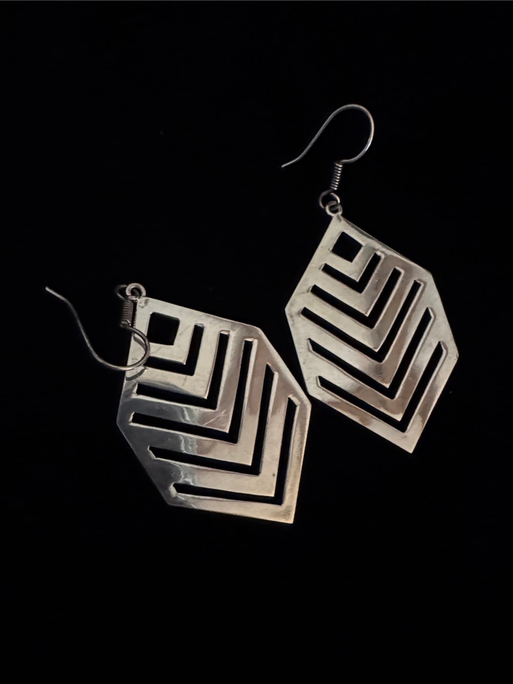 Charles Albert sterling Silver Geometric Chevron Drop Earrings